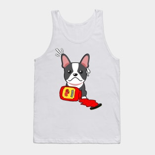 Cute French Bulldog spilled a jar of tomato ketchup Tank Top